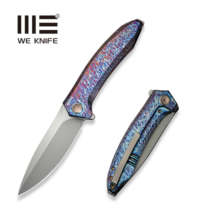 WE Knife Acuminal Flamed Titanium, Polished Bead Blasted Vanax (WE23070-4)