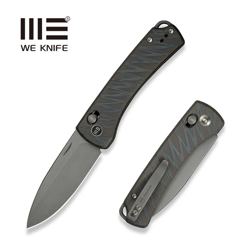 We Knife Nightblade Tiger Stripe Titanium, Gray Stonewashed CPM 20CV by Dutch Bushcraft Knives (WE22046-3)