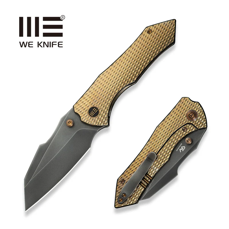 WeKnife High-Fin XL Golden Titanium, Gray Polished CPM 20CV by Gavko Knives (WE24010-3)