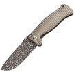 LionSteel SR1 Titanium Grey, Damascus Lizard Blade Solid Knife (SR1DL G)