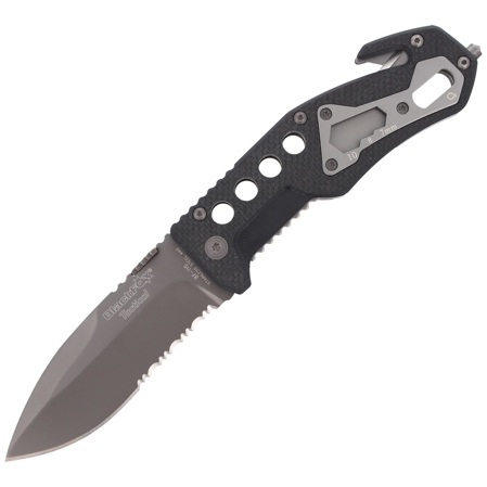 BlackFox G10 Black Rescue Folding Knife (BF-115)