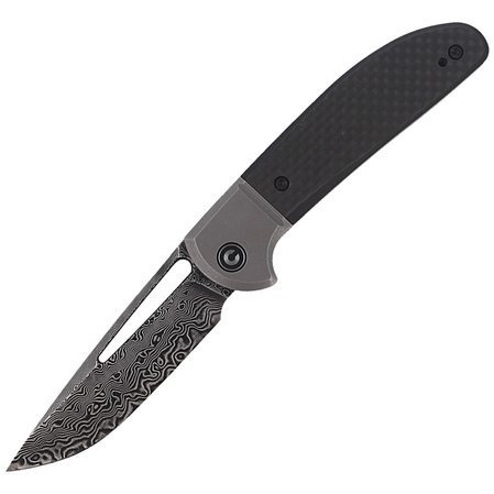 CIVIVI Knife Trailblazer Twill Carbon Fiber/Black G10, Black Damascus (C2018DS-1)