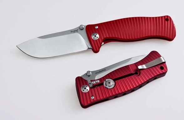 LionSteel SR1A Aluminum Red / Satin Blade Solid Knife (SR1A RS)