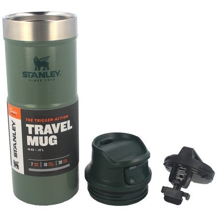 Stanley Trigger-Action Travel Mug .47L/16oz Hammertone Green (10-06439-030)