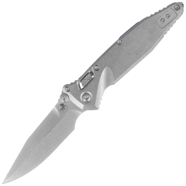 Microtech Socom Ram-Lok S/P-M Marfione Select Knife Gray Titanium, Blue HW, Stonewashed M390MK by Tony Marfione (160RL-10SMS3)