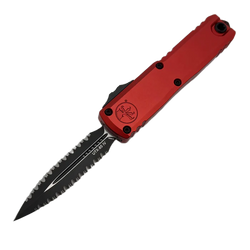 Microtech UTX-85 Gen IV D/E OTF Knife Red Aluminum, Cerakote Black F/S M390MK by Tony Marfione (12324-D3RD)