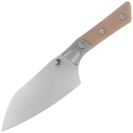 Microtech Santoku 6'' Kitchen Knife Titanium Bolster/Coyote G10, Stonewashed M390MK (3200B-10CE)