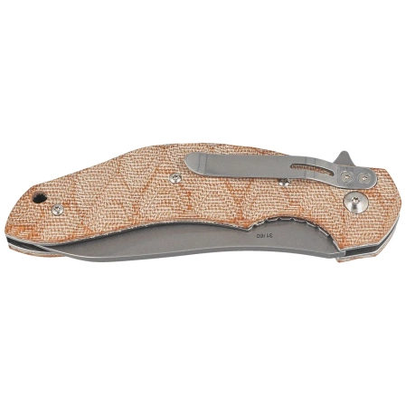 Fox Flipper Knife Natural Micarta, Acid Stonewashed N690Co by Jens Ansø (FX-302 MIN)