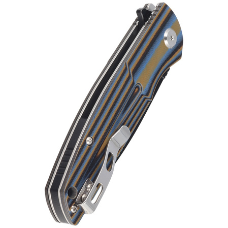 Nóż składany Bestech Fin Black / Blue / Brown G10, Black Stonewashed 14C28N (BG34D-3)