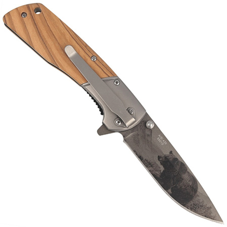 Nóż składany myśliwski Herbertz CJH motyw 3D Niedżwiedż Olive Wood, Titanium Coated (44161 - 55010)
