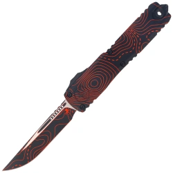 Nóż automatyczny OTF Microtech Ultratech Gen IV S/E Signature Topographic Black-Orange Camo Smooth Aluminium, Topographic Black-Orange Camo M390MK by Tony Marfione (11214-1TPBKORCS)