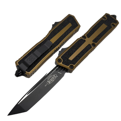 Microtech Scarab II Gen III T/E OTF Knife Tan Aluminum, Black M390MK by Tony Marfione (1279-1TA)