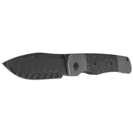 Kizer Coywolf Knife Gray Titanium / Black Carbon Fiber, Acid Washed Damascus by Derek Sharon (Ki3685A1)