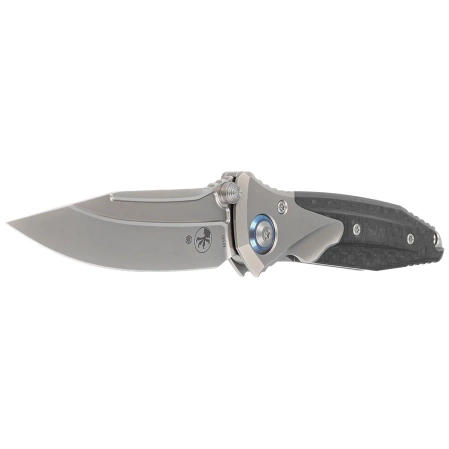 Microtech Socom Bravo Mini S/E Titanium/Carbon Fiber, Blue HW, Bead Blasted M390 by Tony Marfione knife (260M-7CFTI)