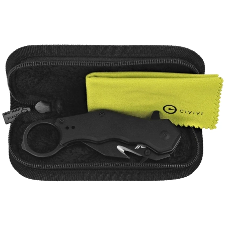 Civivi Amaroq Karambit Knife Black Aluminum, Black Stonewashed Nitro-V by Tony Sentmanat (C24018-2)