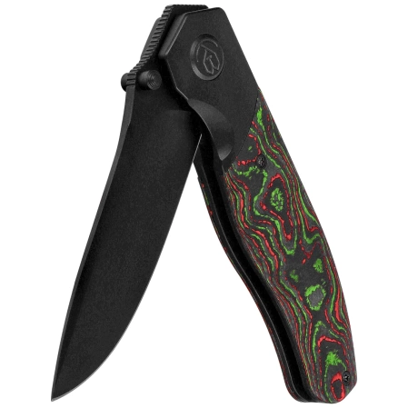 Kubey KB Knives Velvet Snake Black DLC Titanium/Watermelon Sugar CamoCarbon, Black DLC M390 by Bastard Knives (KB266C)