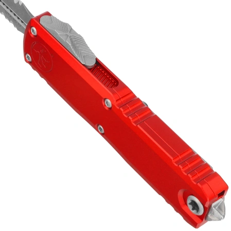 Microtech UTX-85 Gen IV D/E OTF Knife Red Aluminum, Apocalyptic F/S M390MK by Tony Marfione (12324-D12APRD)