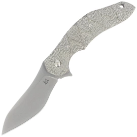 Fox Flipper Knife OD Green Canvas Micarta, Acid Stonewashed N690Co by Jens Ansø (FX-302 MOD)