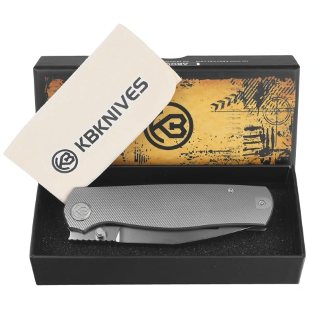 Nóż składany Kubey KB Knives Albatross Gray Titanium, Silver Beadblasted M390 by Ray Laconico (KB471A)