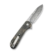 Civivi Button Lock Elementum II Knife Shredded Carbon Fiber/Golden Shred, Damascus (C18062P-10)