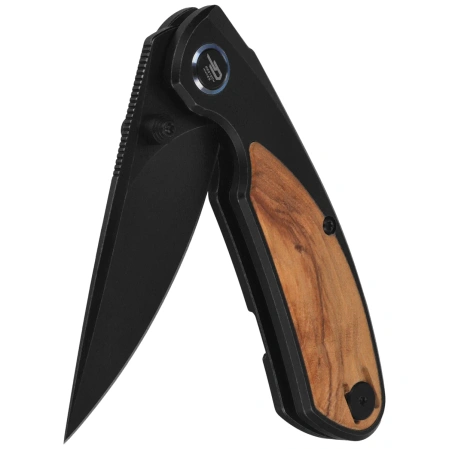 Bestech Lito Knife Black Titanium / Olive Wood, Black Stonewashed M390 by Ostap Hel (BT2307C)