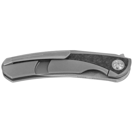 Nóż składany Bestech Sambac Grey Titanium / Marbled Carbon Fiber, Stonewashed / Satin MagnaCut by Ostap Hel (BT2402C)