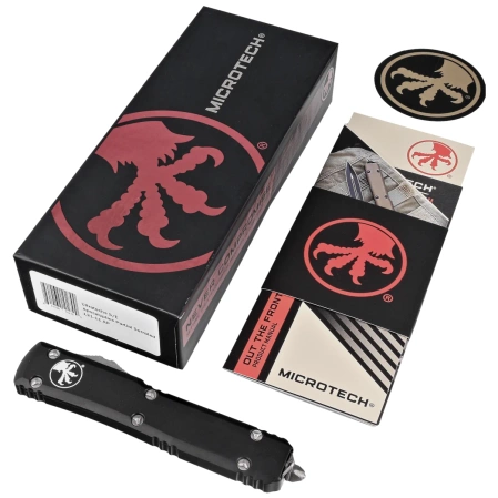 Microtech Ultratech S/E OTF Knife Black Aluminum, Apocalyptic P/S M390 by Tony Marfione (121-11AP)