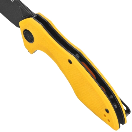 Kubey Nobel Knife Yellow G10, Blackwashed 14C28N (KU236N)