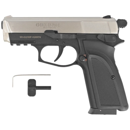 Airgun set 19: Voltran Ekol ES P66C Satin 4.5 mm Pistol, 1400 BBs, 10 CO₂ cartridges, 100 targets