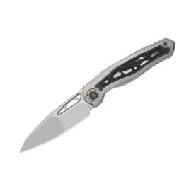 Nóż składany Kizer Lupercalia Gray Titanium/Machined Carbon Fiber, Stonewashed/Brushed Flats M390 by L.F (ZX-FK07A1)