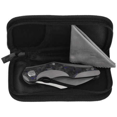 Bestech Nogard Grey Titanium/Black Blue Marbled Carbon Fiber, Satin/Black Stonewashed M390 by Kombou Knife (BT2105A)