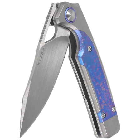 Nóż składany Kizer Ara Silver / Purple Snowflake Titanium, Hand Brushed S45VN Jonathan Styles & Paul Munko (Ki3729A3)