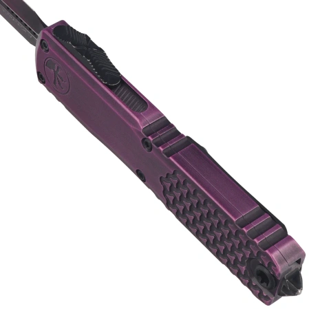 Nóż automatyczny OTF Microtech Ultratech Gen IV D/E Purple Abrasion Half Tri-Grip Aluminium, Purple Abrasion M390MK by Tony Marfione (11224HT-1PUAA)