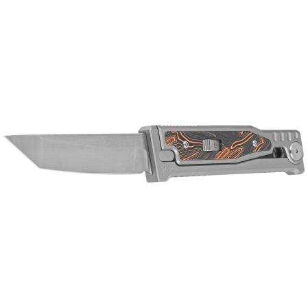 Reate EXO-M Gravity T/E Knife Bead Blasted Titanium/Damascus Orange-Black G10, Satin Elmax
