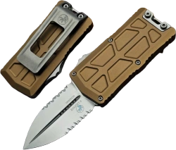 Nóż automatyczny OTF Microtech Exocet II D/E Tan Aluminum, Stonewashed P/S M390MK by Tony Marfione (1157-11TA)