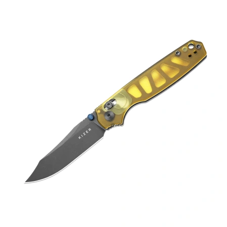 Kizer Pokiman CC Knife Yellow PEI, Gray Stonewashed AEB-L (V3789A3)