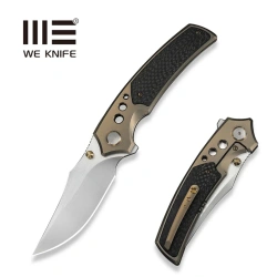 WeKnife Skynix Knife Champagne Titanium/Twill Carbon Fiber, Hand Rubbed Satin M390 (WE24087-3)