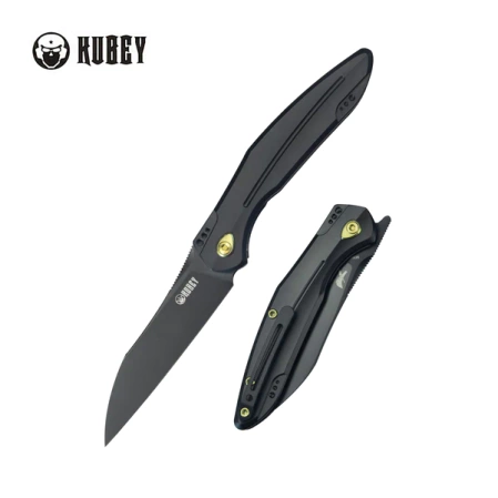 Kubey Barracuda Knife Black Titanium, Blackwashed M390 by Parsons Bladeworks (KB299B)