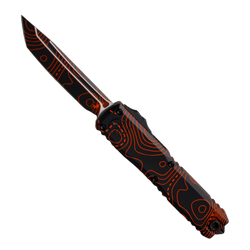 Nóż automatyczny OTF Microtech Ultratech Gen IV T/E Signature Topographic Black-Orange Camo Smooth Aluminium, Topographic Black-Orange Camo M390MK by Tony Marfione (11234-1TPBKORCS)