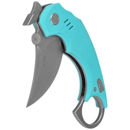 Kubey Jaw Pikal Knife Light Blue G10, Beadblasted 14C28N by MUZI Design (KU440B)