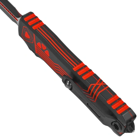 Microtech Ultratech Gen IV D/E Signature OTF Knife TRON Aluminium, Black Cerakote M390MK by Tony Marfione (11224-1RDROS)