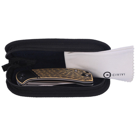 Nóż składany CIVIVI Dogma Black Polished Brass, Satin Finish (C2014A)