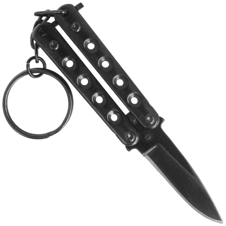 Third Decor Habitat Balisong Keychain Knife Black Stainless Steel, Black Stainless Steel (TH-K2824N)