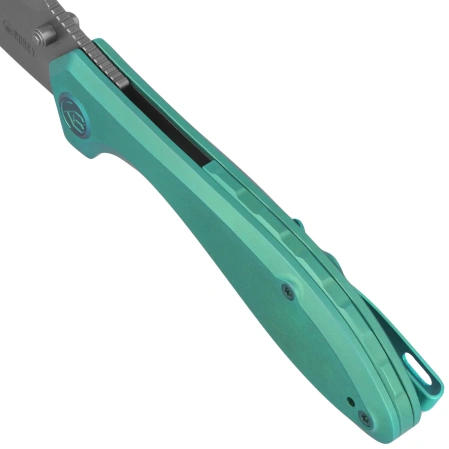 Nóż składany Kubey Ruckus Green Titanium, Beadblasted CPM 20CV by Sherif Manganas (KB314S)
