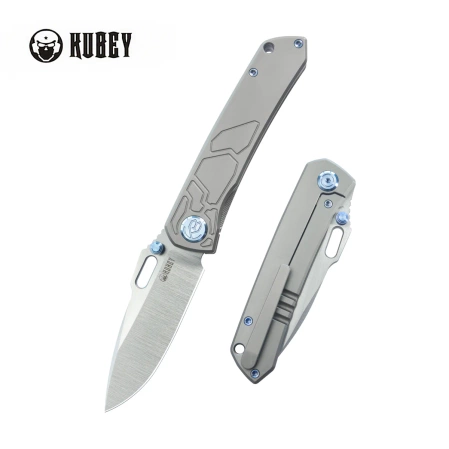 Kubey Blackout Knife Gray Titanium, Satin M390 by Dmitry Osarenko (KB259A)