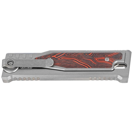 Reate EXO-M Gravity T/E Knife Bead Blasted Titanium/Damascus Red-Black G10, Satin Elmax