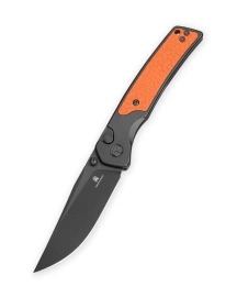 Bestechman Icebreaker Knife Black Aluminum / Orange G10, Black PVD D2 (BMK16D)