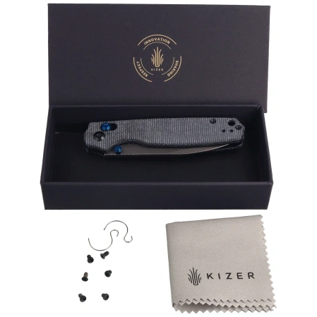 Nóż składany Kizer Pokiman CD Black Micarta, Gray Stonewashed AEB-L (V3789A1)