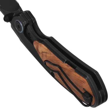 Bestech Lito Knife Black Titanium / Olive Wood, Black Stonewashed M390 by Ostap Hel (BT2307C)