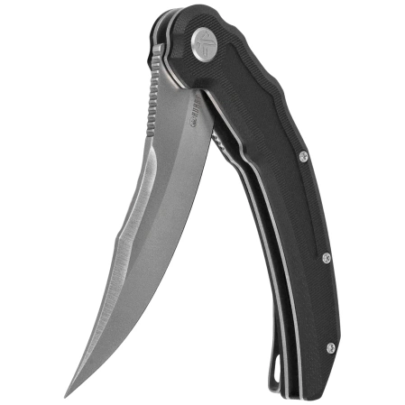 Kubey Crest Knife Black G10, Satin 14C28N by Yuze Zhong (KU346A)